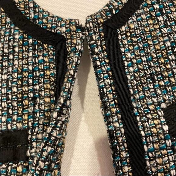 Daisy Fuentes Boucle Tweed Collarless Suit Jacket Sz M - Picture 3 of 6